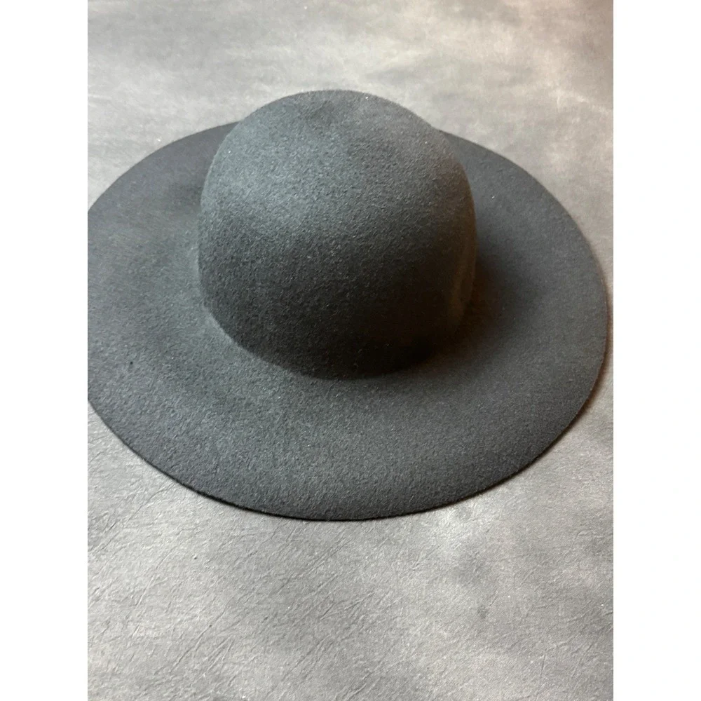 Goorin Bros Black Wool Felt Wide Brim Floppy Hat Round Crown Fedora Boho